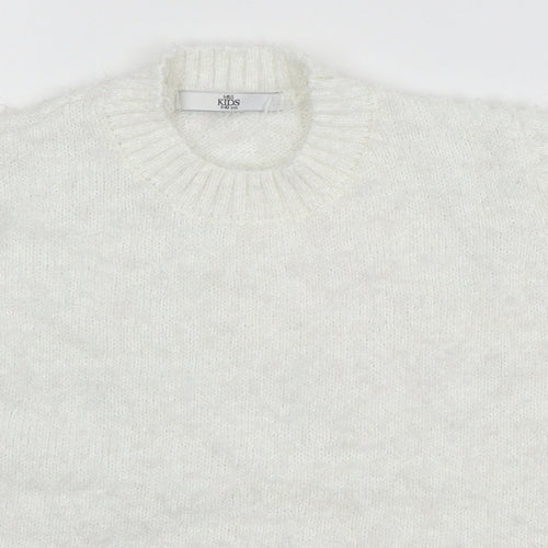 Marks and Spencer Girls White  Knit Pullover Jumper Size 9-10 Years