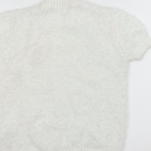 Marks and Spencer Girls White  Knit Pullover Jumper Size 9-10 Years