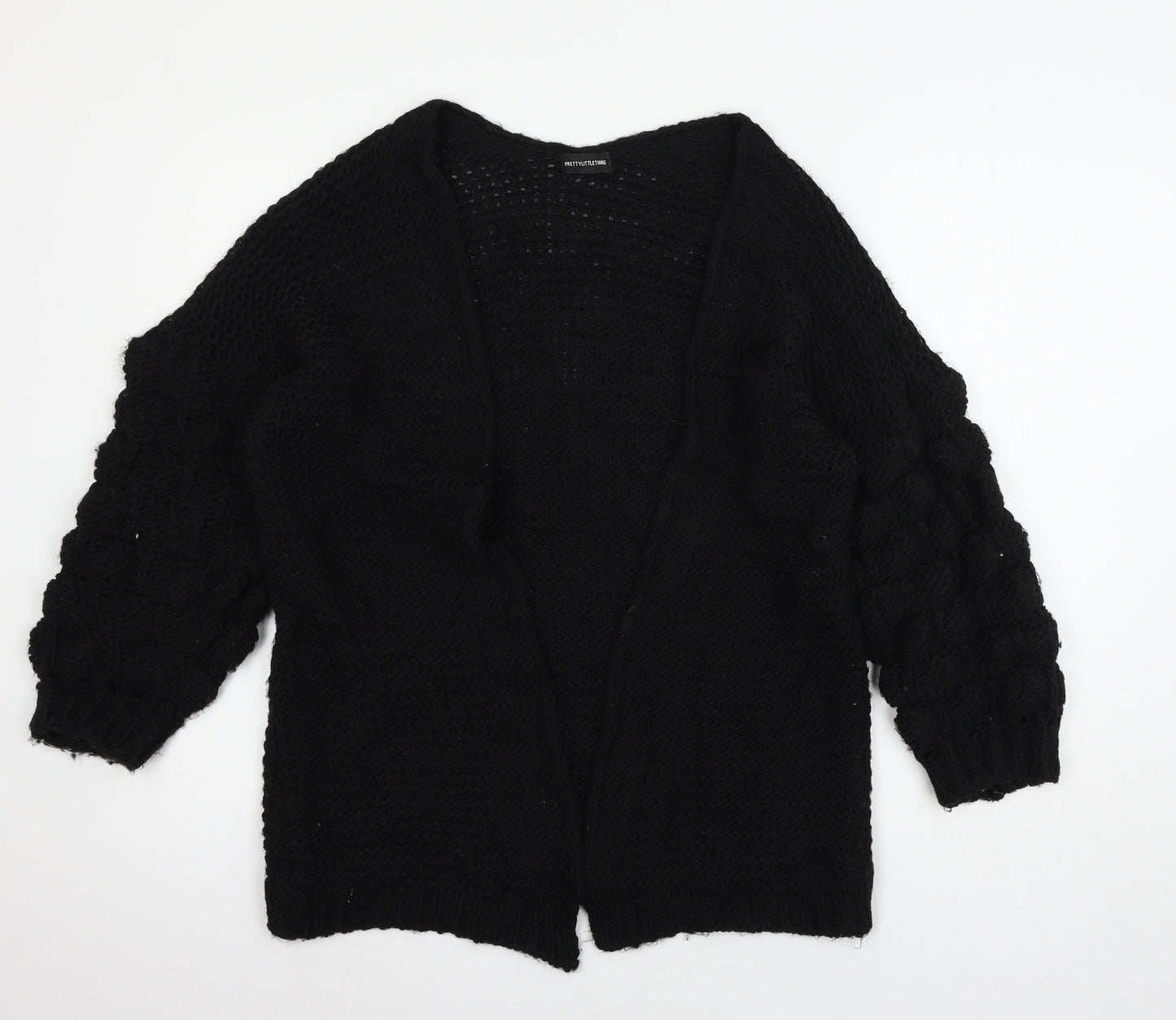 PRETTYLITTLETHING Womens Black  Knit Cardigan Jumper Size S