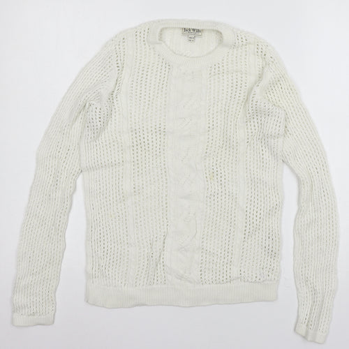 Jack Wills Womens White  Knit Pullover Jumper Size 10