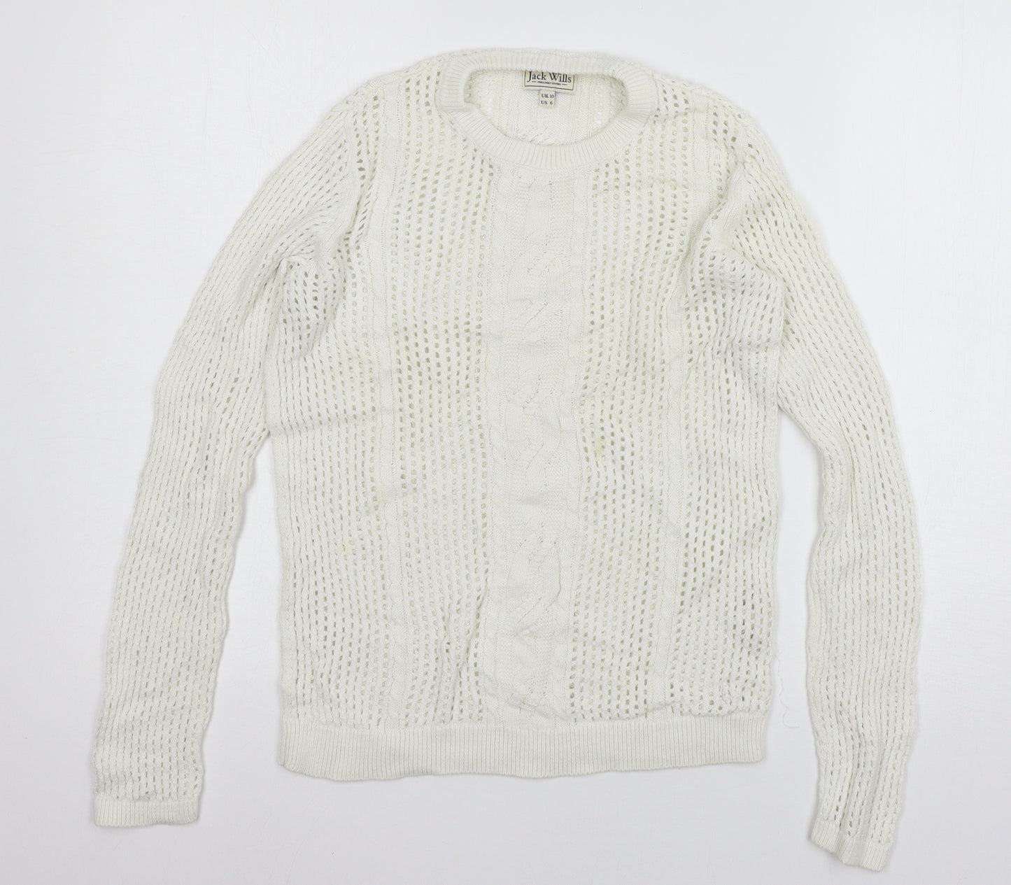 Jack Wills Womens White  Knit Pullover Jumper Size 10