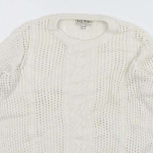 Jack Wills Womens White  Knit Pullover Jumper Size 10