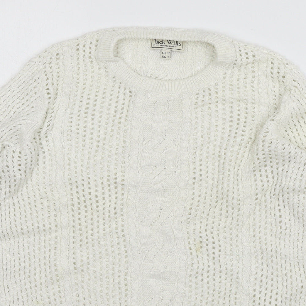 Jack Wills Womens White  Knit Pullover Jumper Size 10