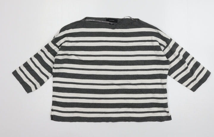 Atmosphere Womens Grey Striped Knit Pullover Jumper Size M