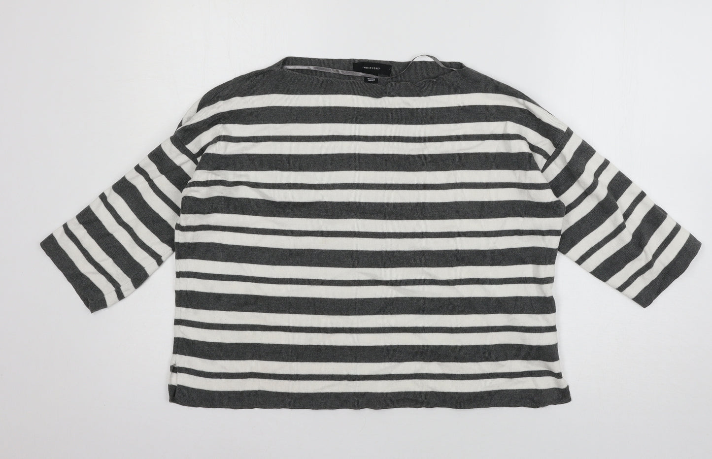 Atmosphere Womens Grey Striped Knit Pullover Jumper Size M