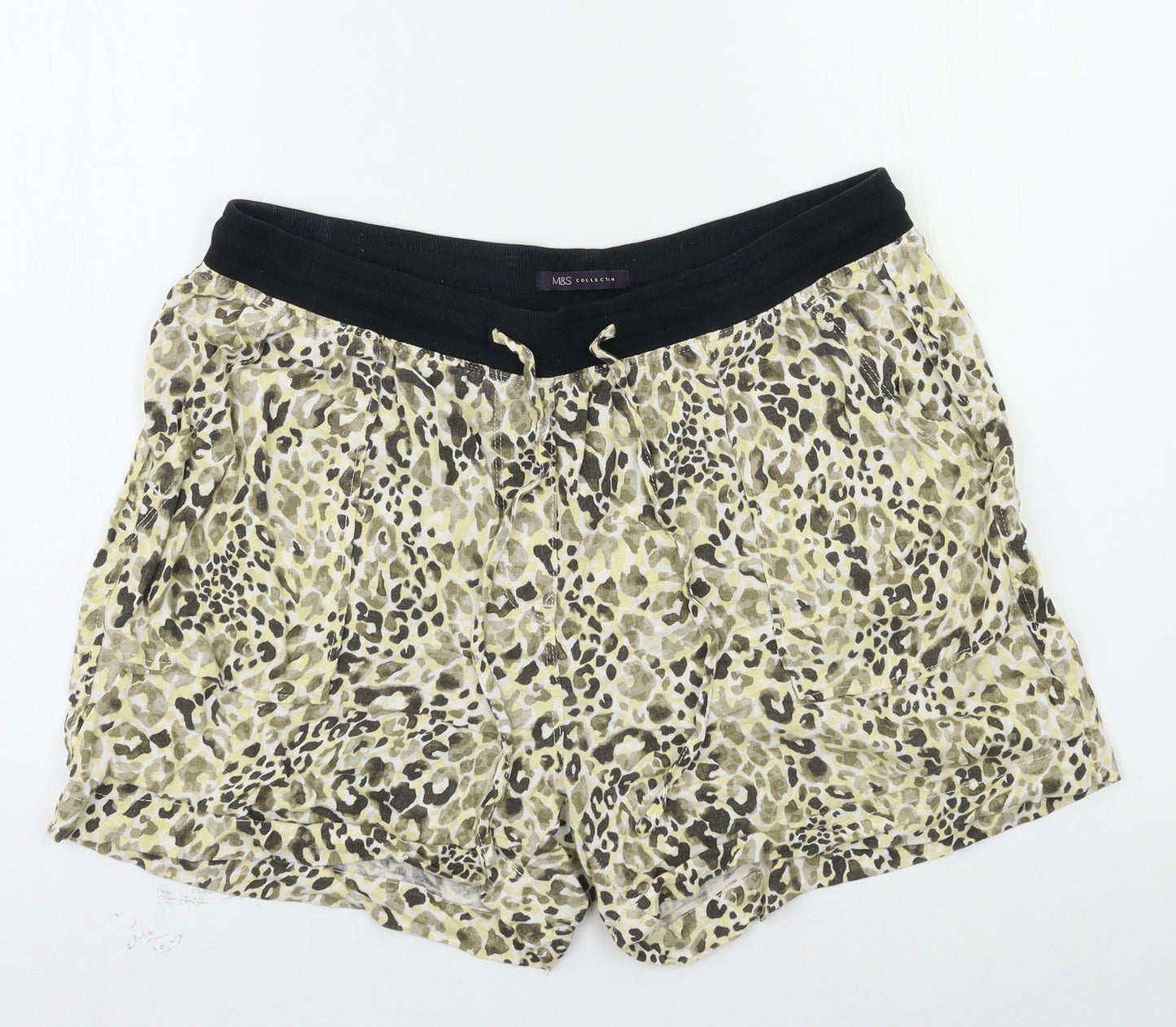 M&S Womens Brown Animal Print  Cut-Off Shorts Size 14 - Stretch waistband