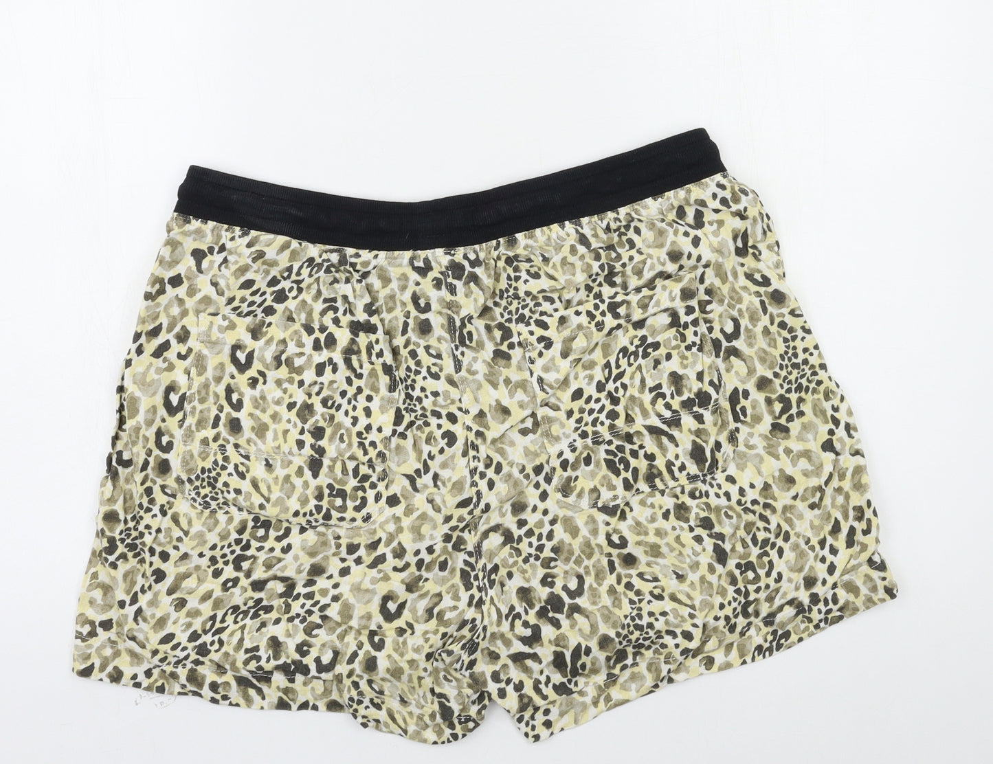 M&S Womens Brown Animal Print  Cut-Off Shorts Size 14 - Stretch waistband