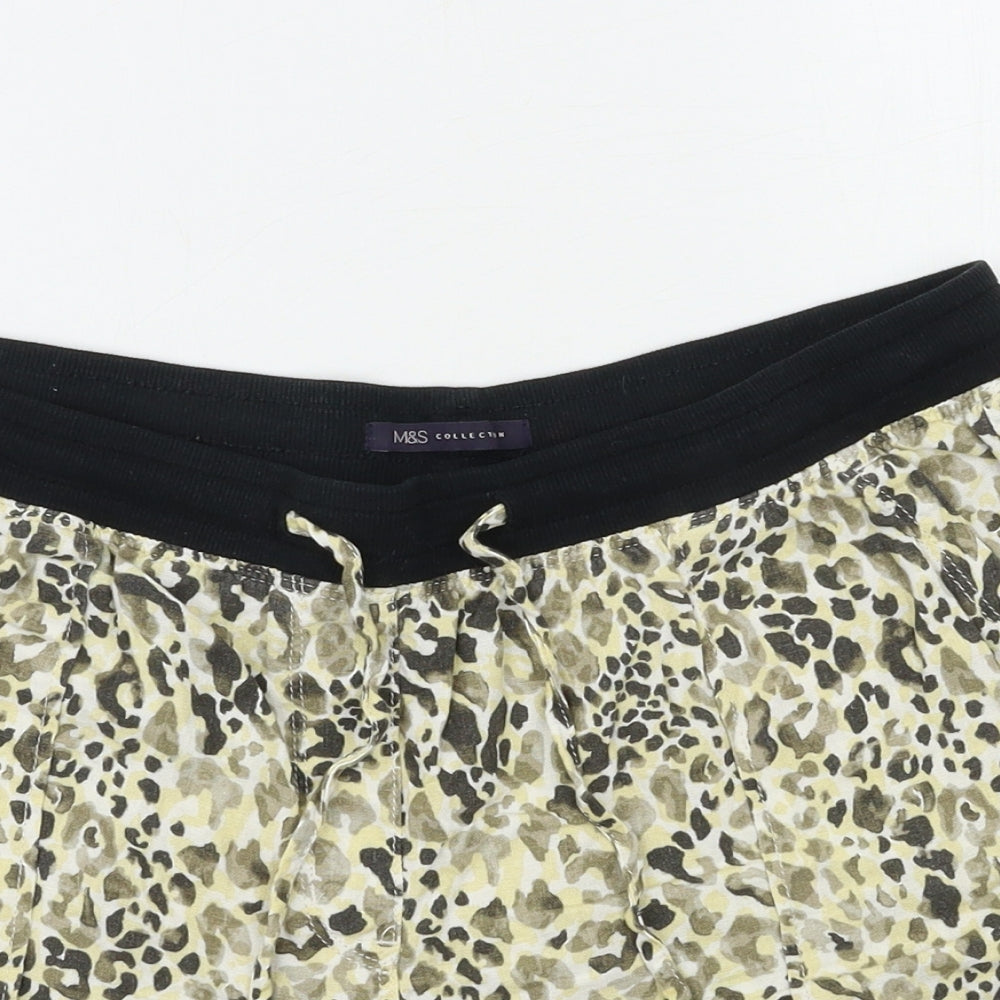 M&S Womens Brown Animal Print  Cut-Off Shorts Size 14 - Stretch waistband