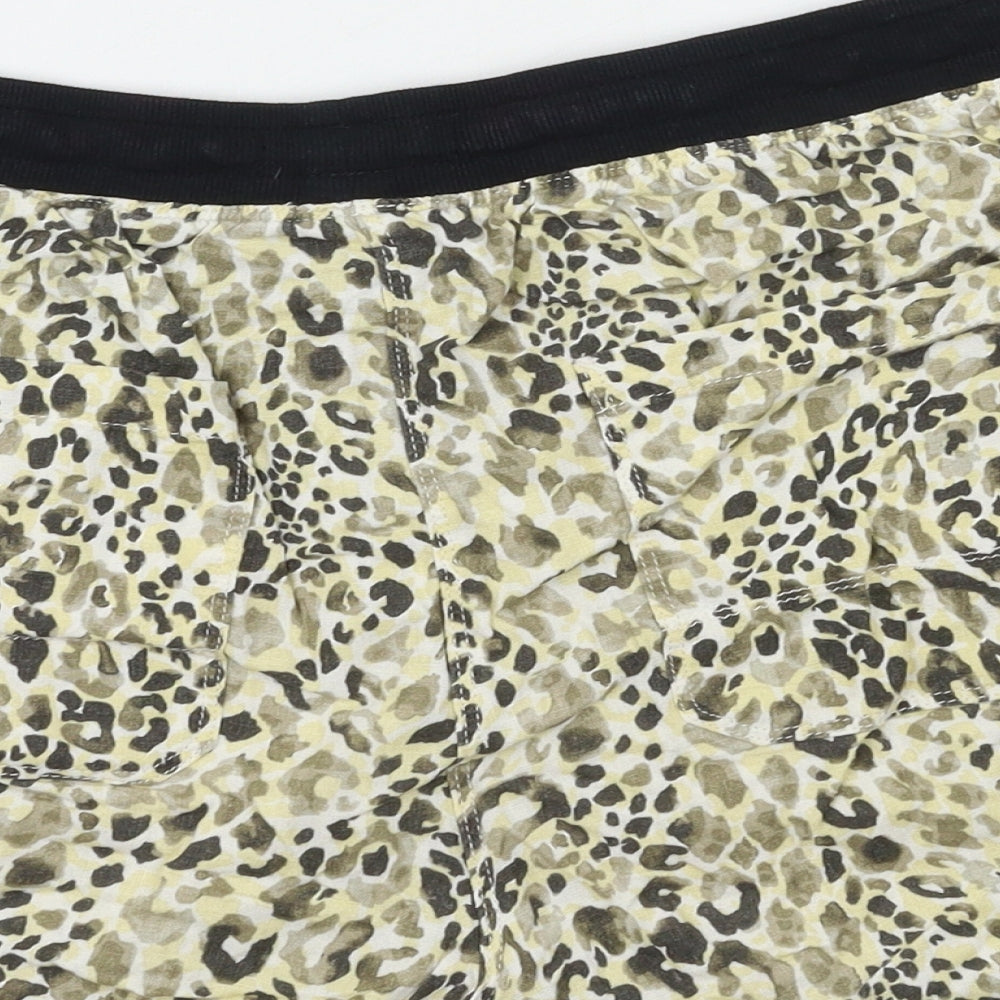 M&S Womens Brown Animal Print  Cut-Off Shorts Size 14 - Stretch waistband