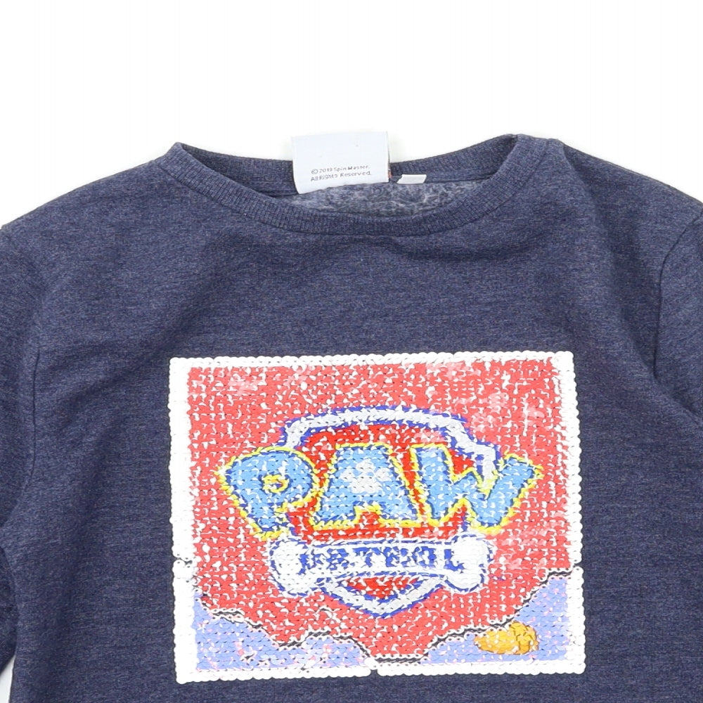 Paw Petrol Boys Blue Animal Print  Pullover Sweatshirt Size 6-7 Years