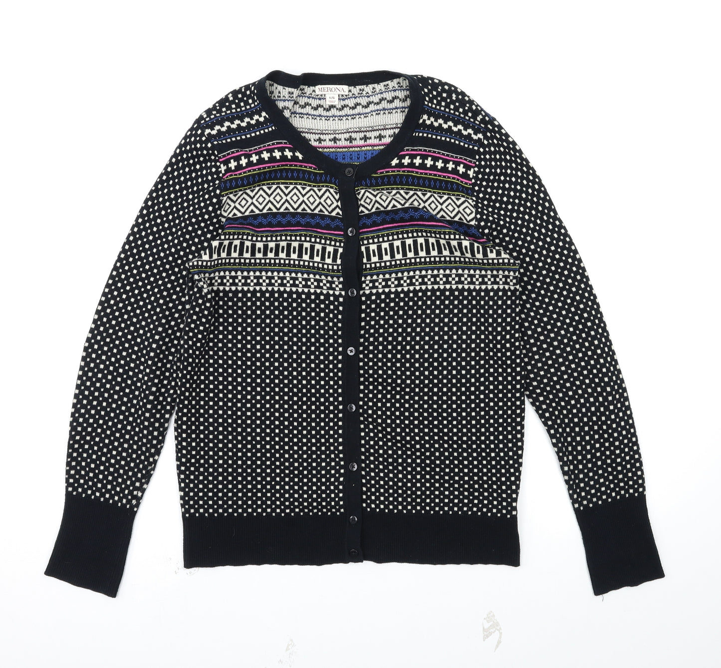 Merona Womens Multicoloured Geometric  Cardigan Jumper Size L
