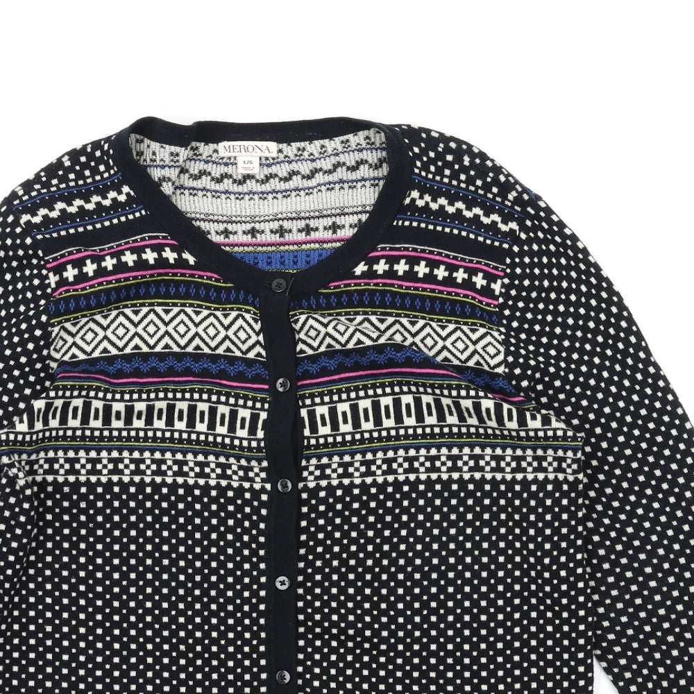 Merona Womens Multicoloured Geometric  Cardigan Jumper Size L