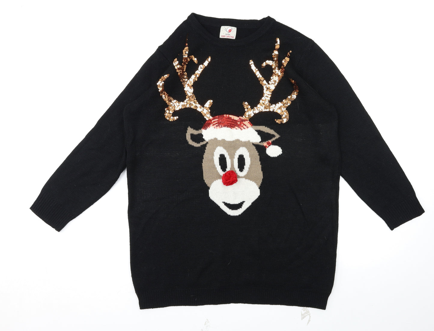 George Womens Black   Pullover Jumper Size L  - Christmas jumper