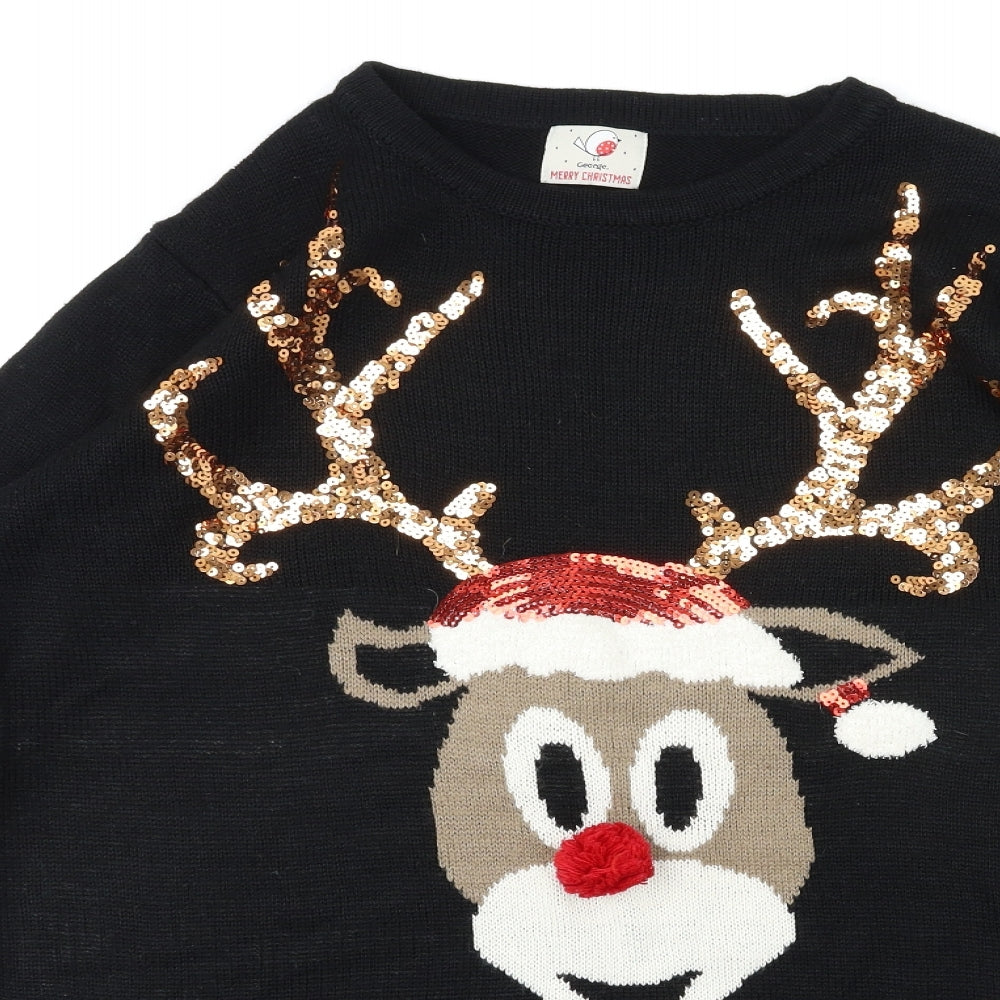 George Womens Black   Pullover Jumper Size L  - Christmas jumper