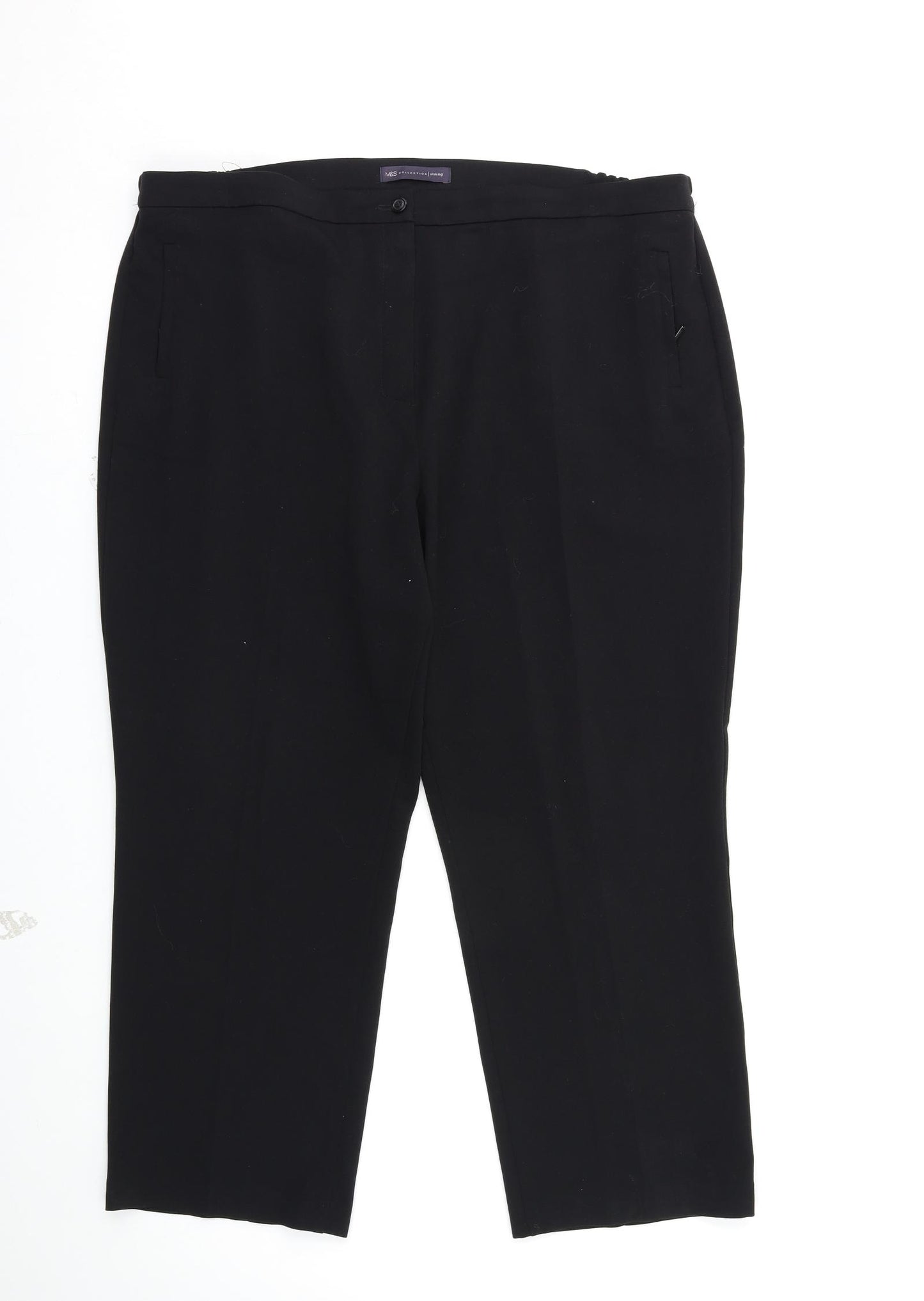 M&S Womens Black Houndstooth  Trousers  Size 20 L26 in - Stretch waistband