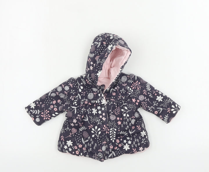 George  Girls Purple Floral  Jacket  One Size