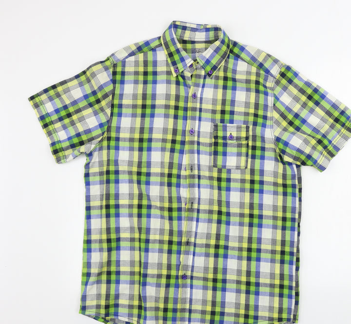 F&F Mens Gold Check Button-Up Size M