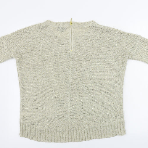 Warehouse Womens Beige   Pullover Jumper Size 12  - sequin detail