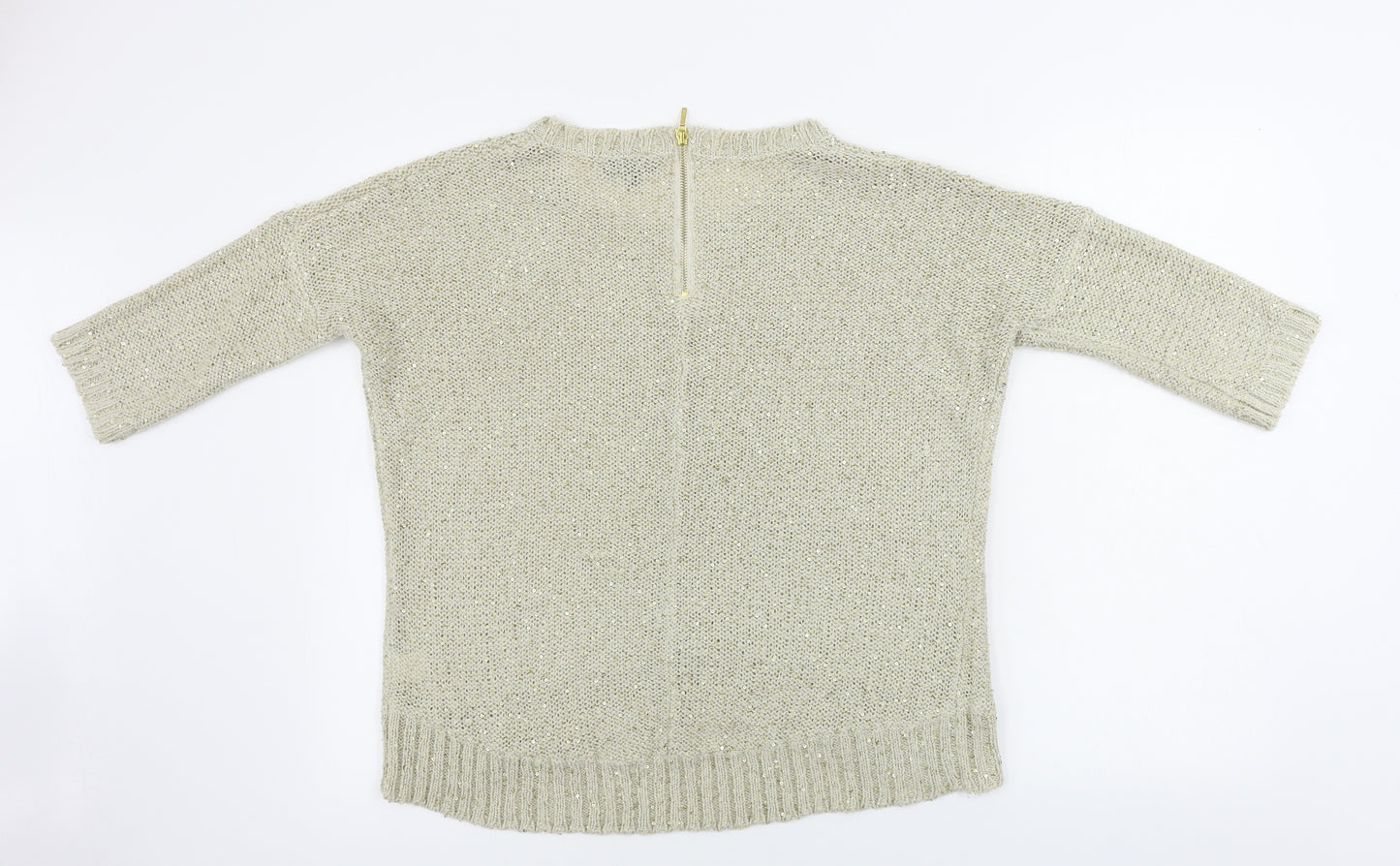Warehouse Womens Beige   Pullover Jumper Size 12  - sequin detail