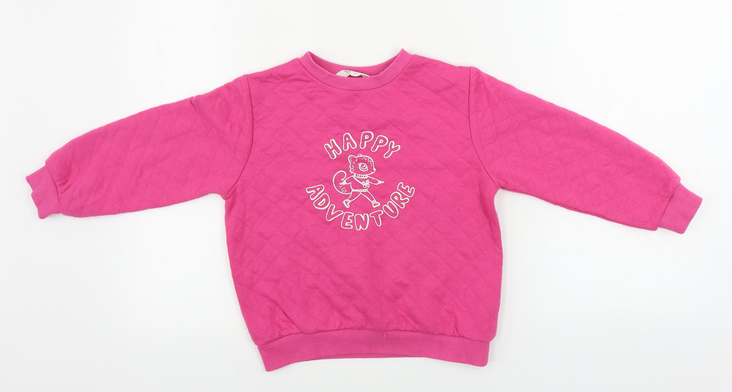 H&M Girls Pink   Pullover Jumper Size 5-6 Years