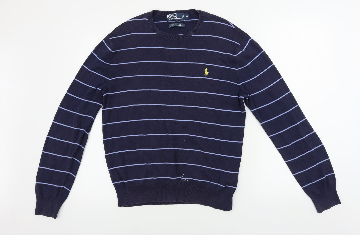 Ralph Lauren  Mens Blue Striped  Pullover Jumper Size M