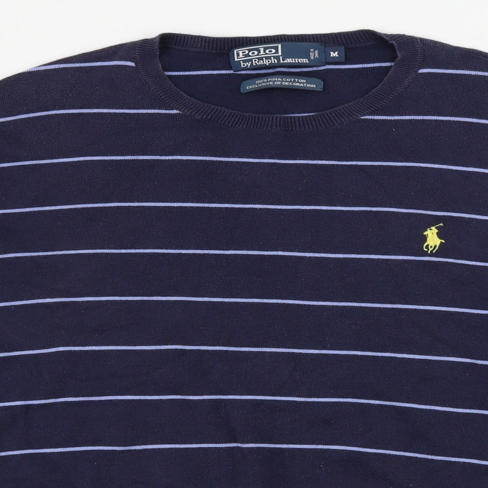 Ralph Lauren  Mens Blue Striped  Pullover Jumper Size M