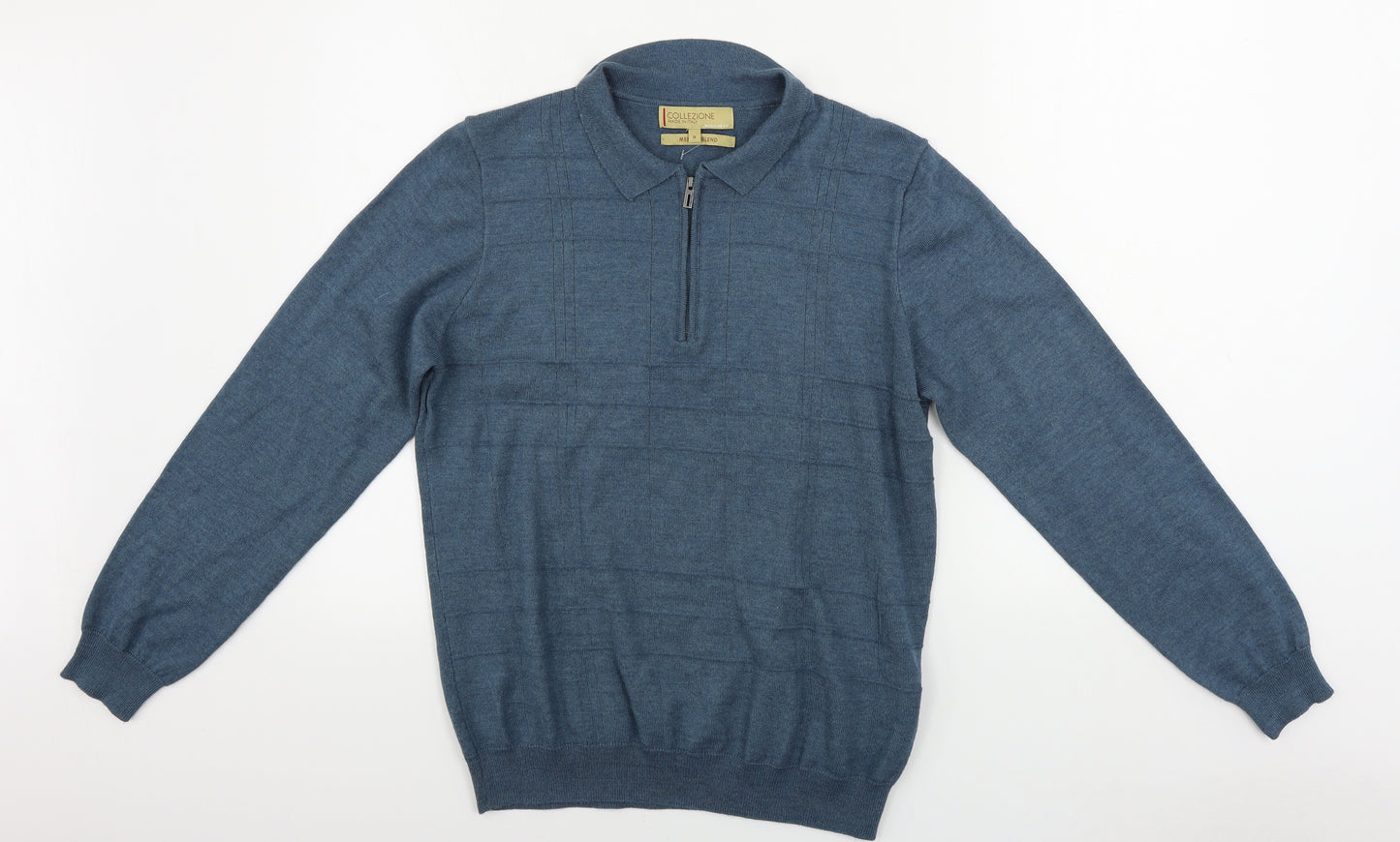 Marks and Spencer  Mens Blue Check  Henley Jumper Size M