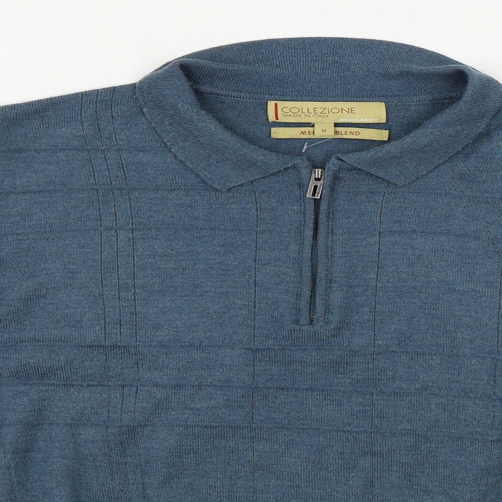 Marks and Spencer  Mens Blue Check  Henley Jumper Size M