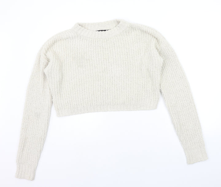 PRETTYLITTLETHING Womens Beige Houndstooth  Pullover Jumper Size M
