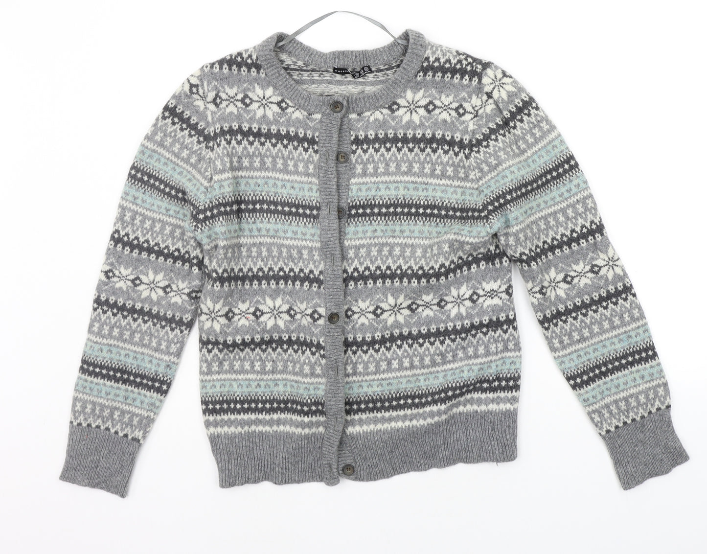 Atmosphere Womens Grey Geometric  Cardigan Jumper Size 16