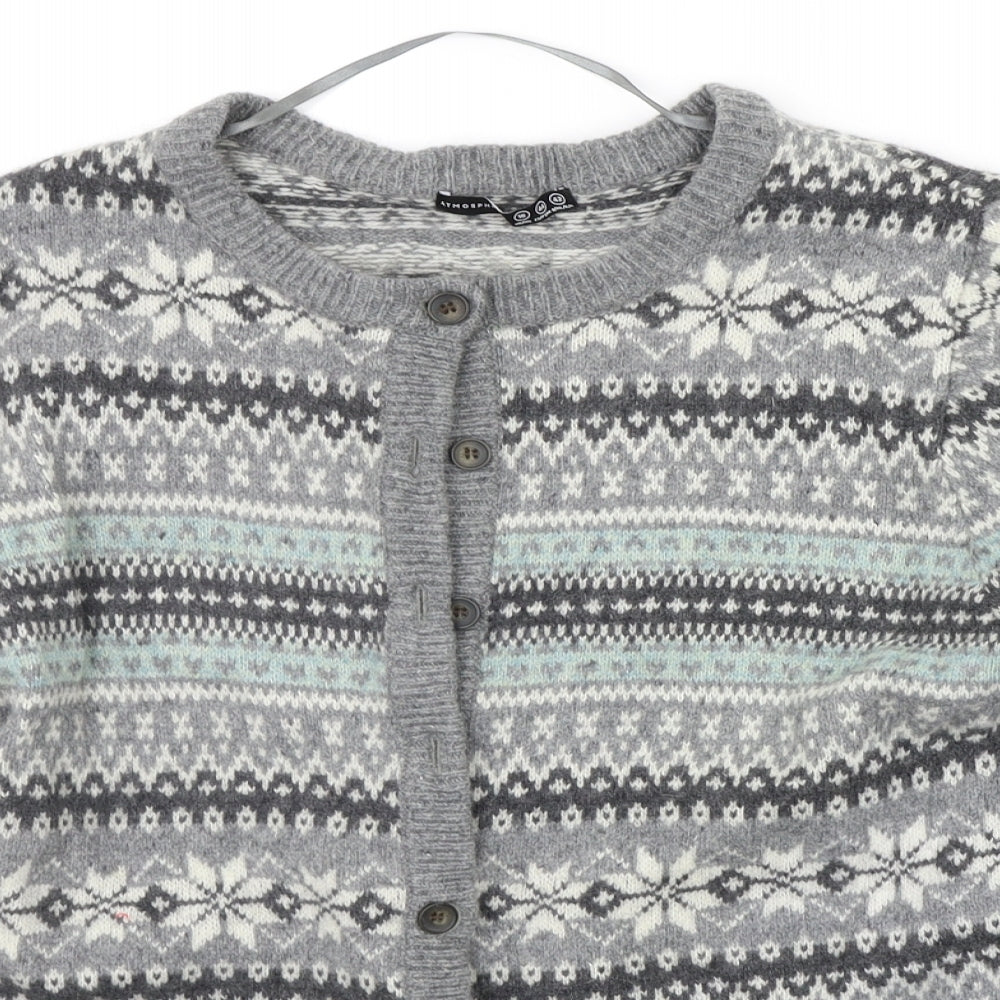 Atmosphere Womens Grey Geometric  Cardigan Jumper Size 16
