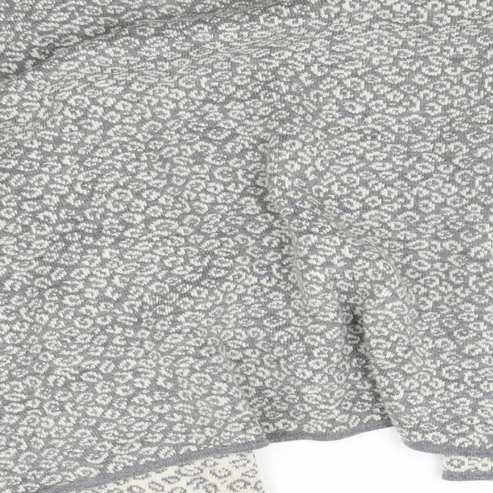 cocogio Womens Grey Animal Print  Cardigan Jumper Size M