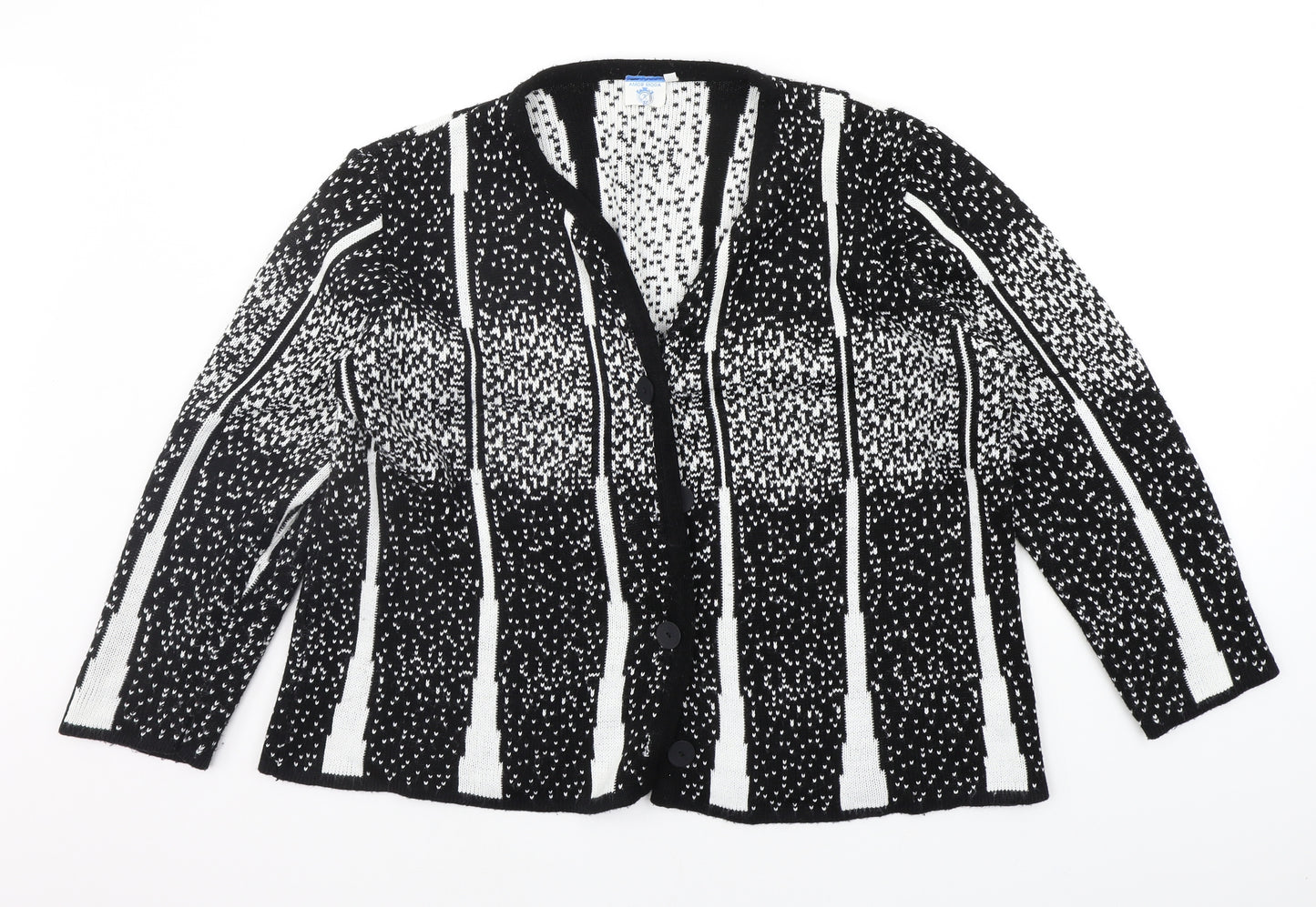 amor moda Womens Black Geometric  Cardigan Jumper Size XL