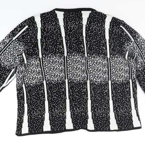 amor moda Womens Black Geometric  Cardigan Jumper Size XL