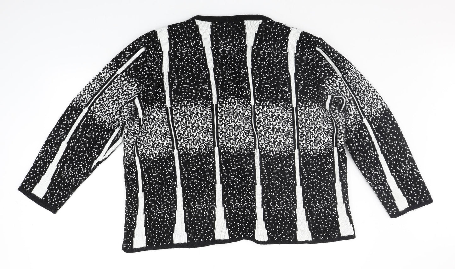amor moda Womens Black Geometric  Cardigan Jumper Size XL