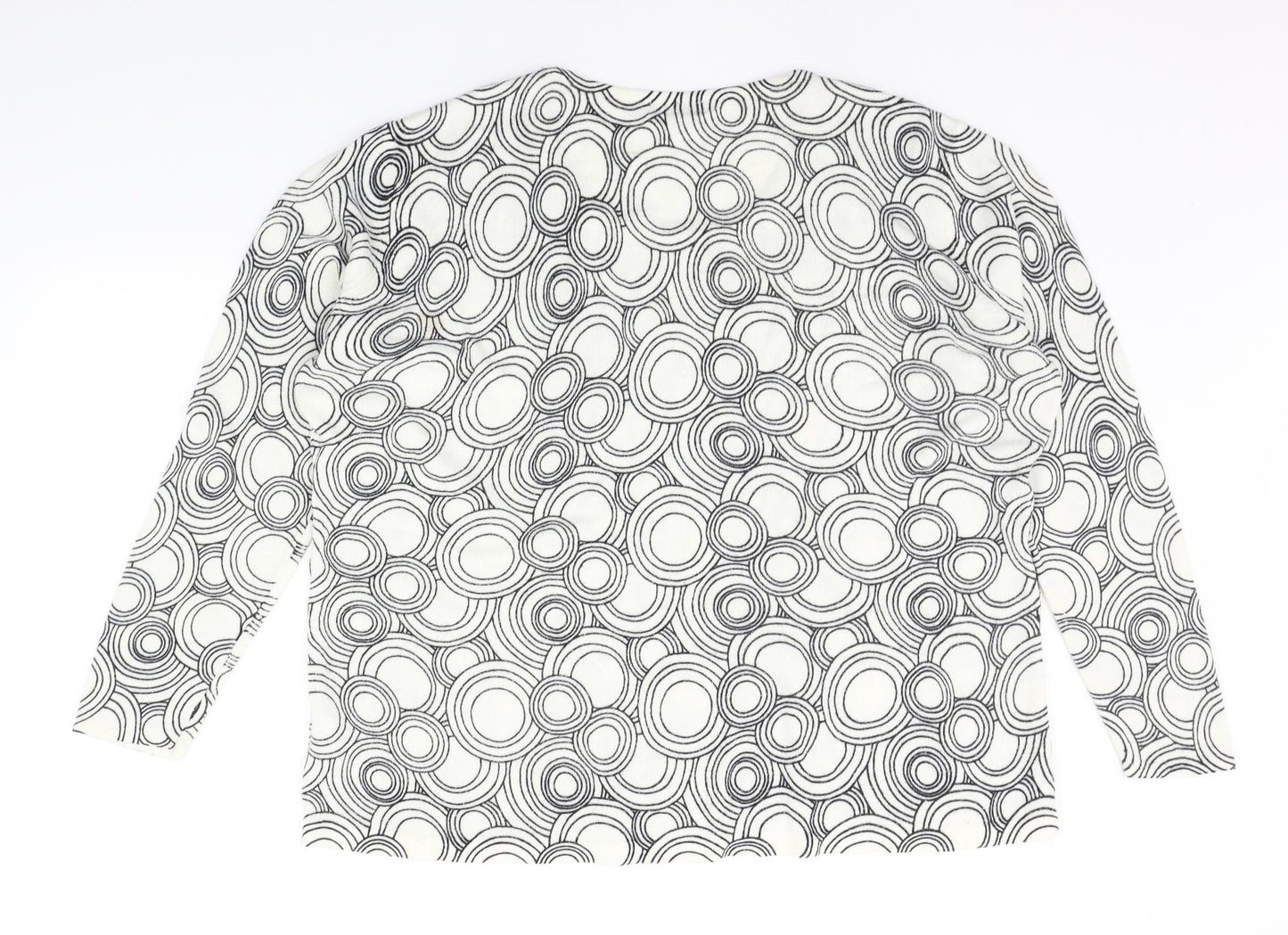 BM Womens White Geometric  Pullover Jumper Size XL
