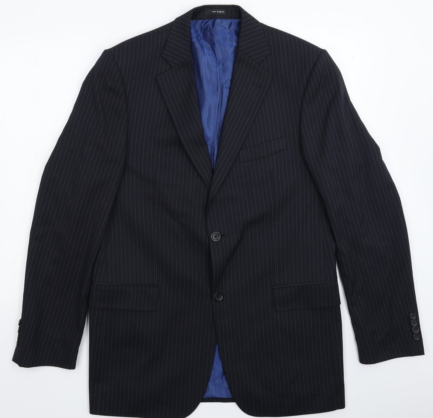 Tom English Mens Blue Striped  Jacket Suit Jacket Size 42