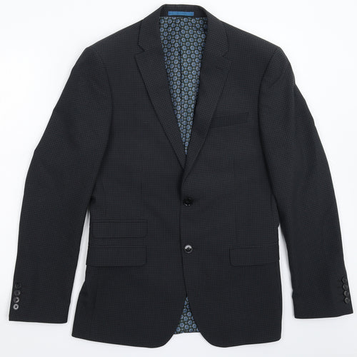 One Six Five Mens Grey Houndstooth  Jacket Suit Jacket Size 36