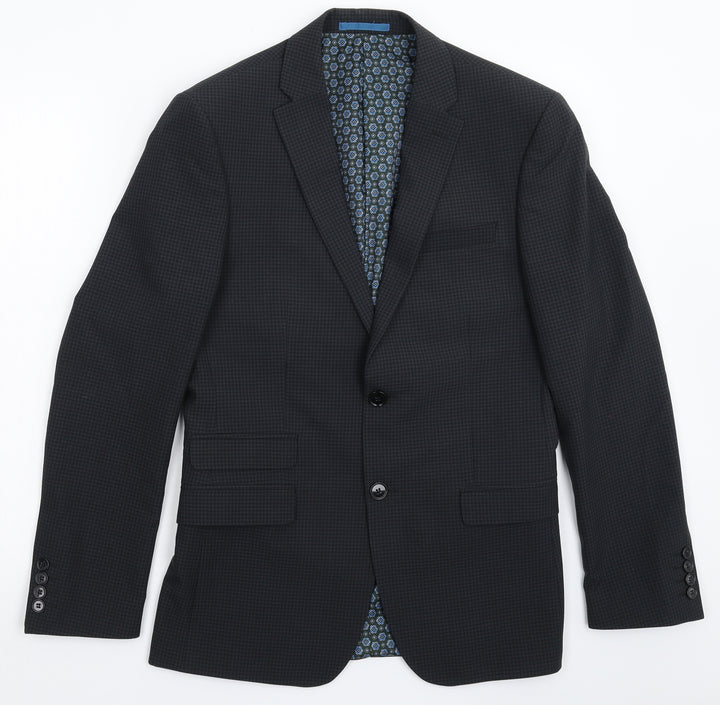 One Six Five Mens Grey Houndstooth Jacket Suit Jacket Size 36