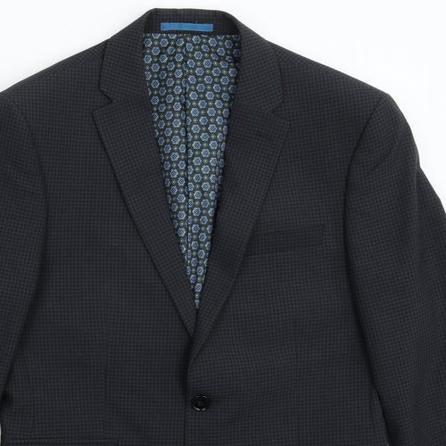 One Six Five Mens Grey Houndstooth  Jacket Suit Jacket Size 36