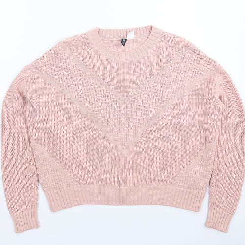 Divided Womens Pink  Knit Pullover Jumper Size XS  - Oversized