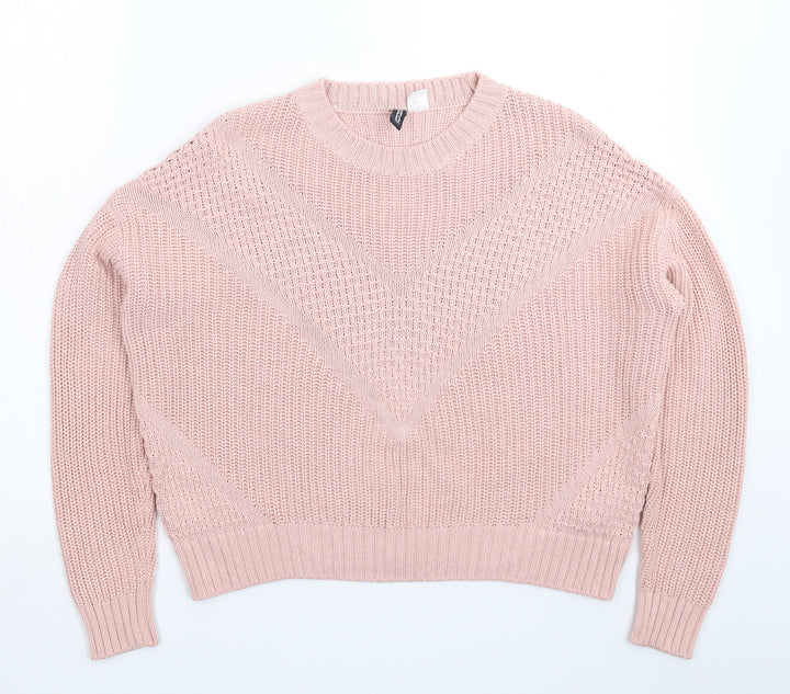 Divided Womens Pink  Knit Pullover Jumper Size XS  - Oversized