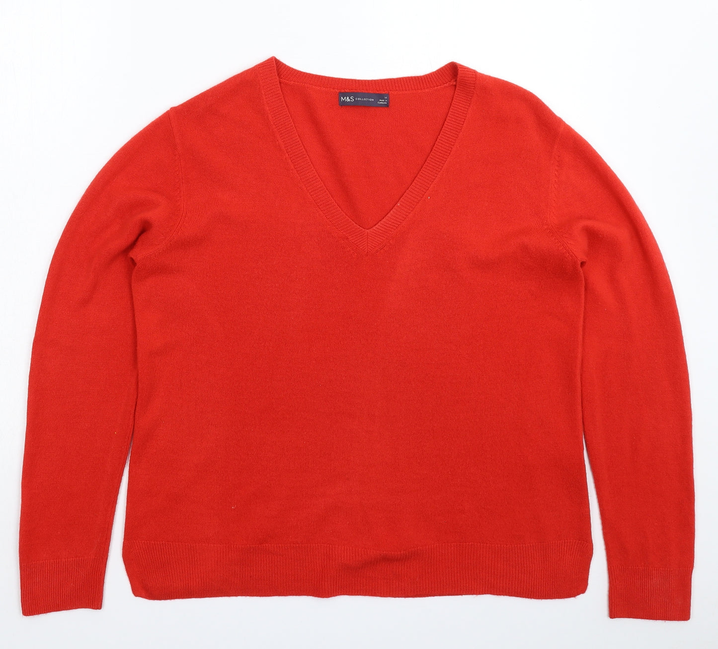 Marks and Spencer Womens Red  Knit Pullover Jumper Size 14