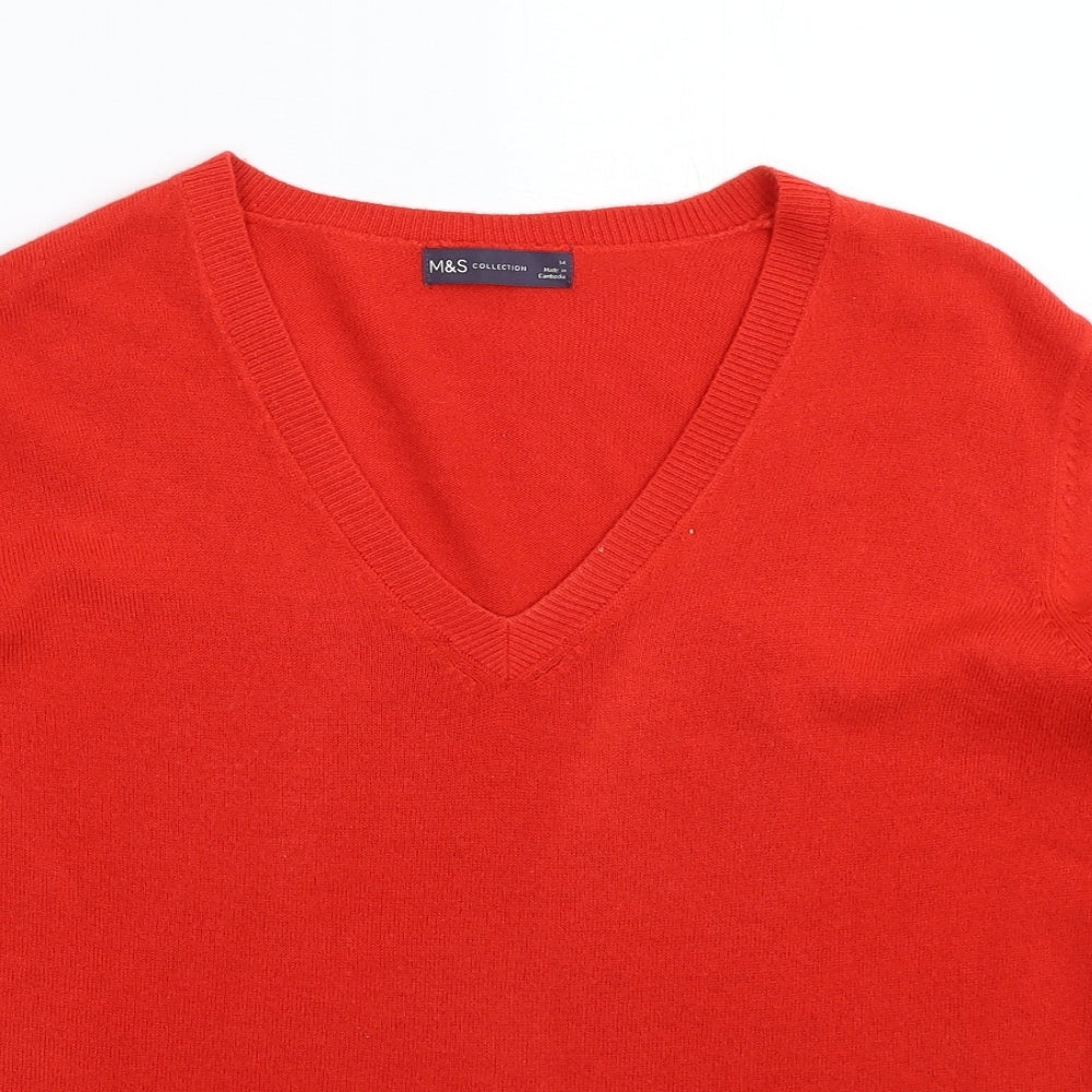 Marks and Spencer Womens Red  Knit Pullover Jumper Size 14