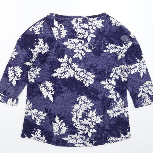 Marks and Spencer Womens Blue Floral Knit Pullover Jumper Size 12