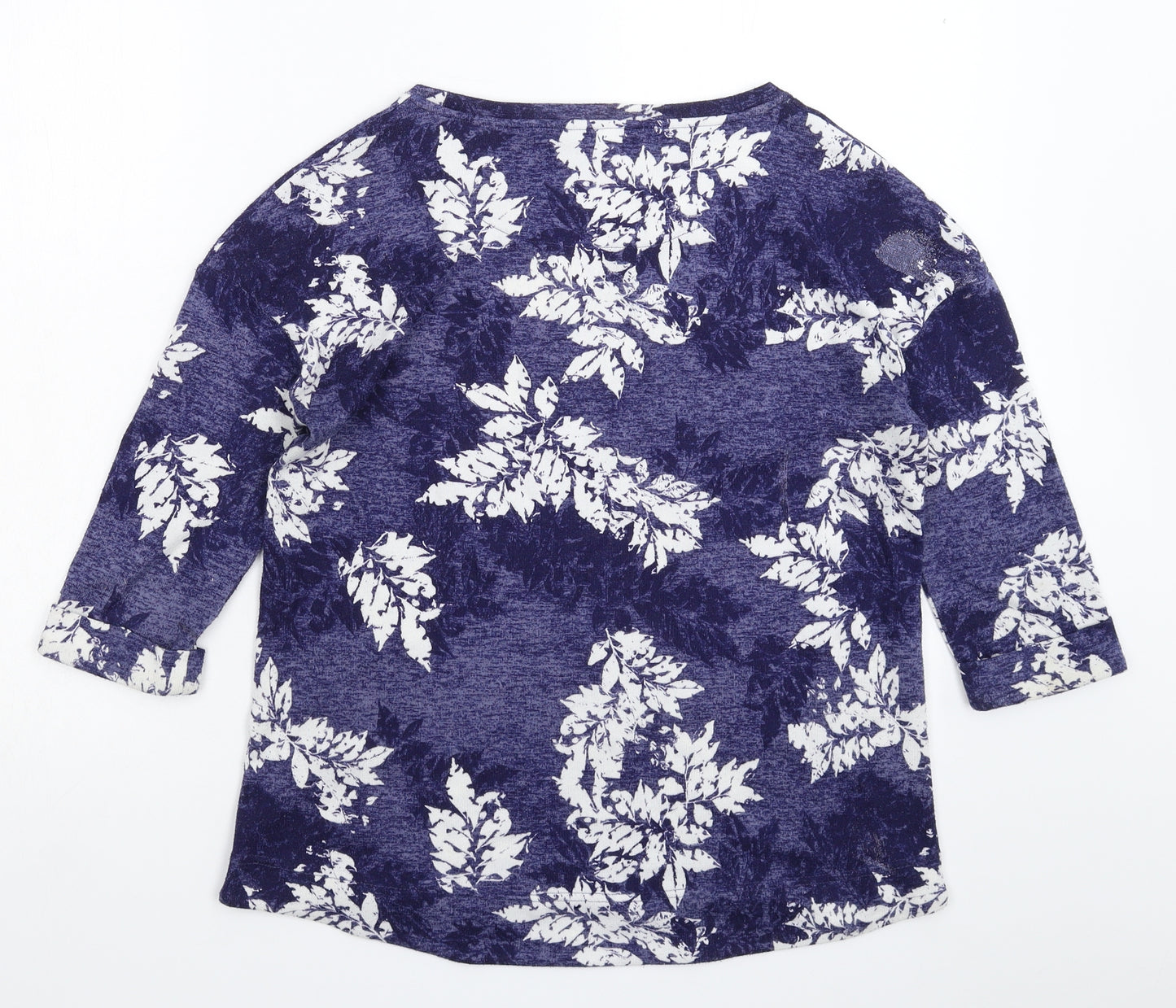 Marks and Spencer Womens Blue Floral Knit Pullover Jumper Size 12
