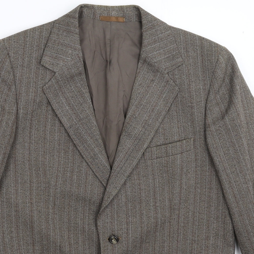 Burton Mens Grey Striped  Jacket Suit Jacket Size 40