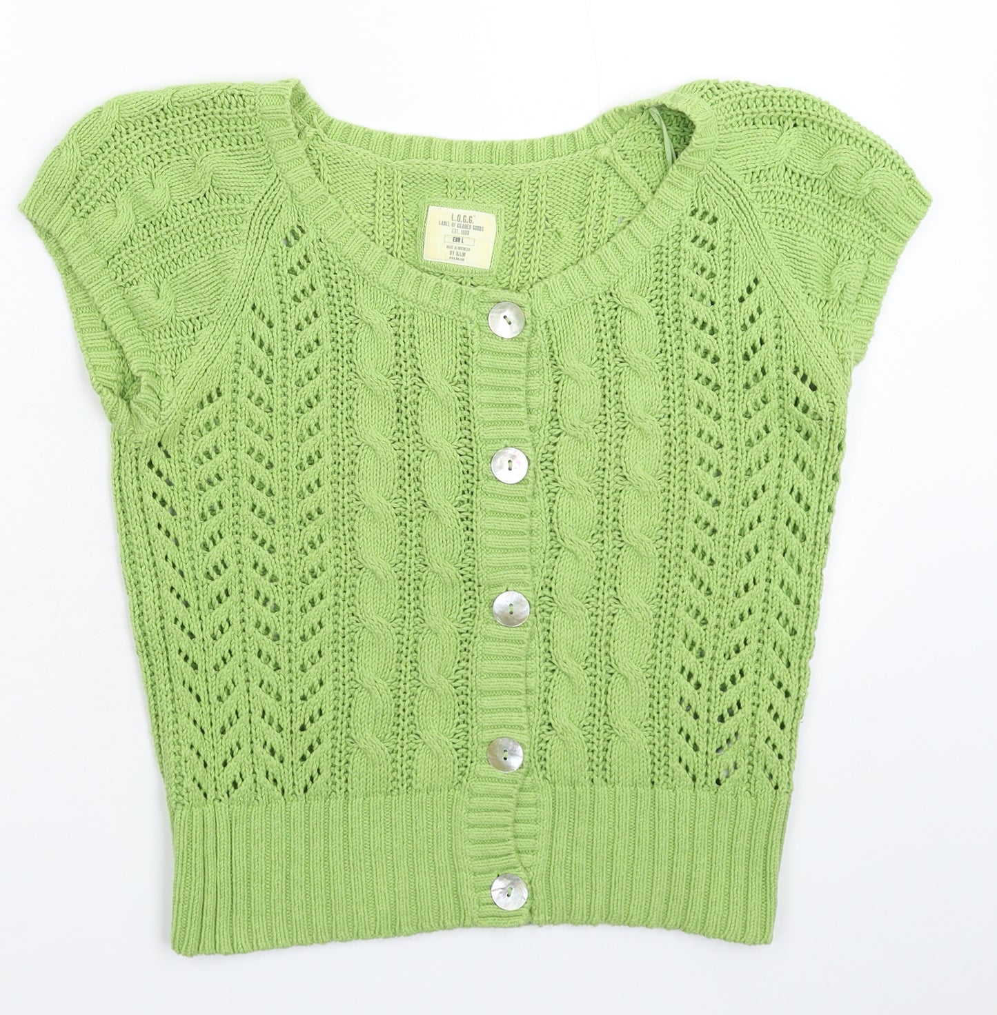 H&M Womens Green  Knit Cardigan Jumper Size L