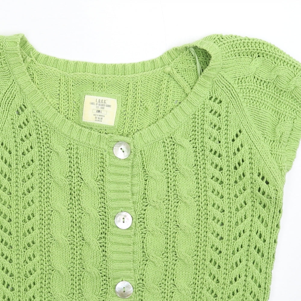 H&M Womens Green  Knit Cardigan Jumper Size L