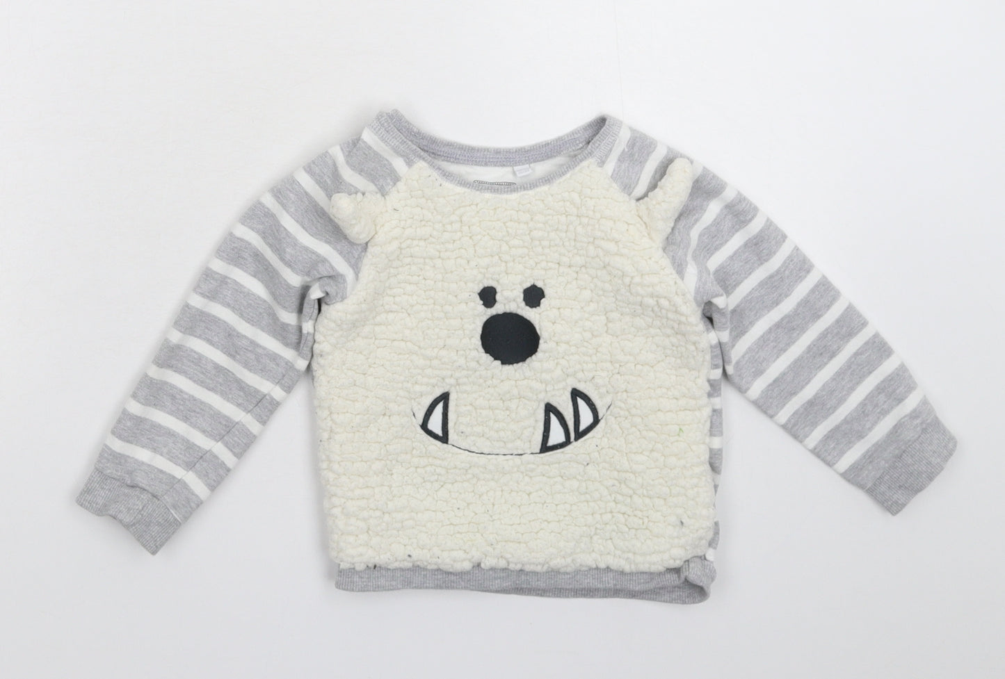 Blue Zoo Boys Grey Striped  Pullover Jumper Size 12-18 Months